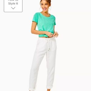 LILLY PULITZER WHITE LINEN TARON PANT SIZE XL